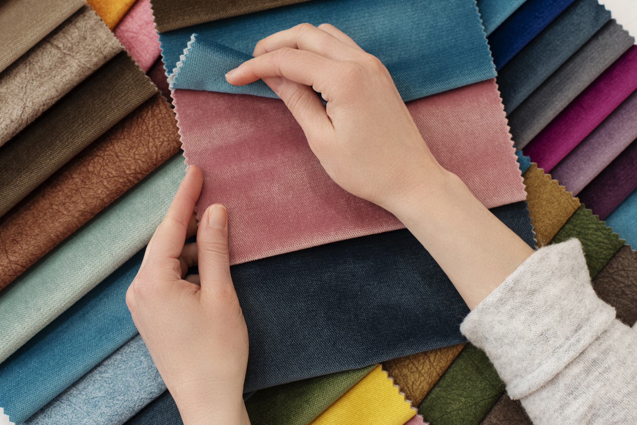 woman choosing color swatches