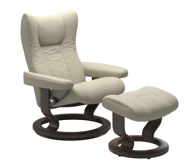 Wing Medium Classic Base Recliner and Ottman