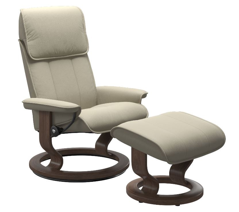 Admiral Medium Classic Base Recliner and Ottman